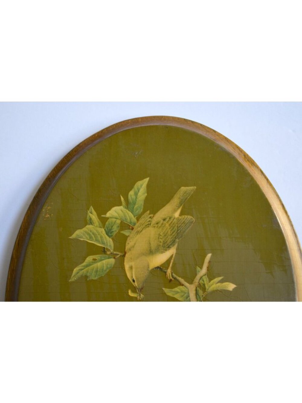 Vintage Birds Decoupage on Oval Wood Wall Art Decor MCM - Picture 2 of 5